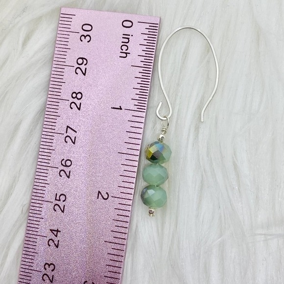 Artisan Mint Glass Faceted Sterling Silver Dangle Earrings - Picture 6 of 10